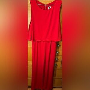 Julian Taylor Red Layered Wide Leg Jumpsuit | Size 14